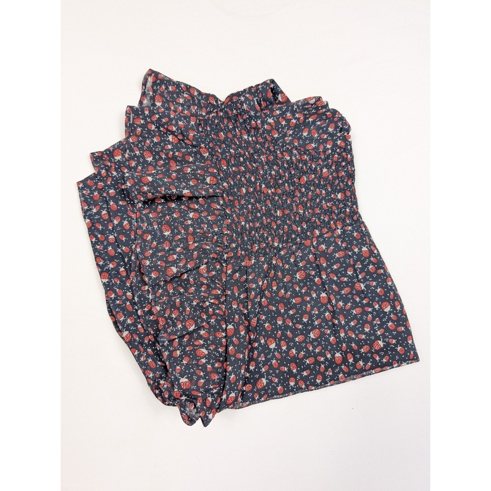 Loft Ladybug Flutter Smocked Ruffle Sleeve Chiffon Blouse Women's Size Small - Picture 5 of 10
